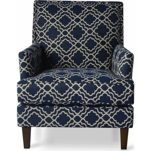 Aubrey Accent Chair in Marine Blue Moroccan Pattern Fabric